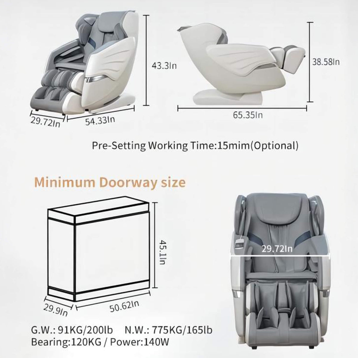 Bosscare Full-Body Zero-Gravity Massage Chair with AI Control